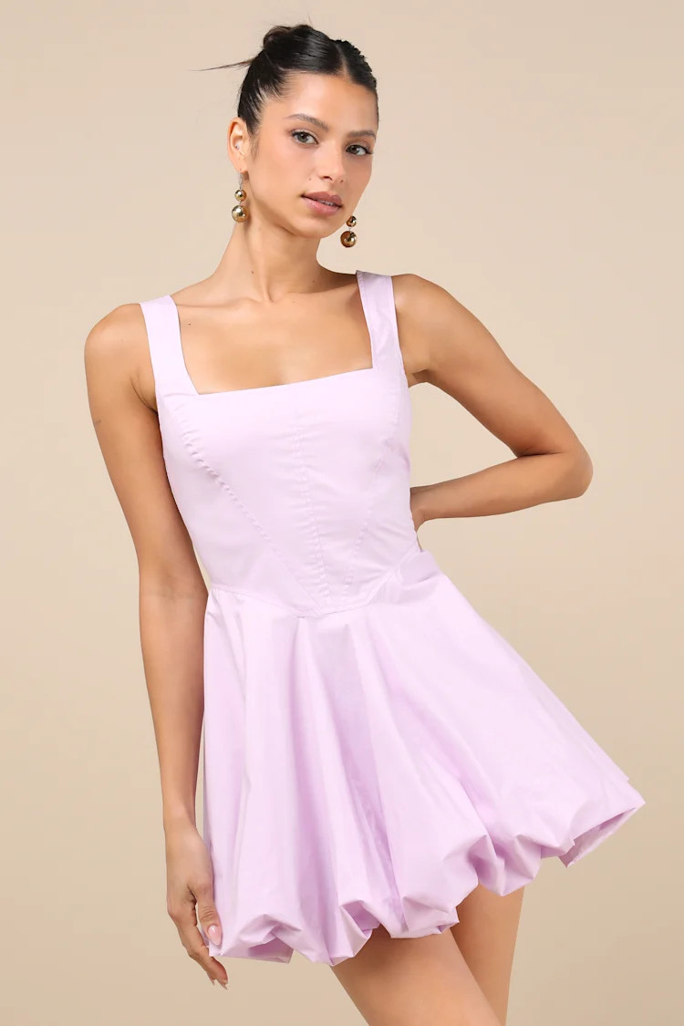 Madalinde Lavender Sleeveless Bubble-Hem Mini Dress | Lulus
