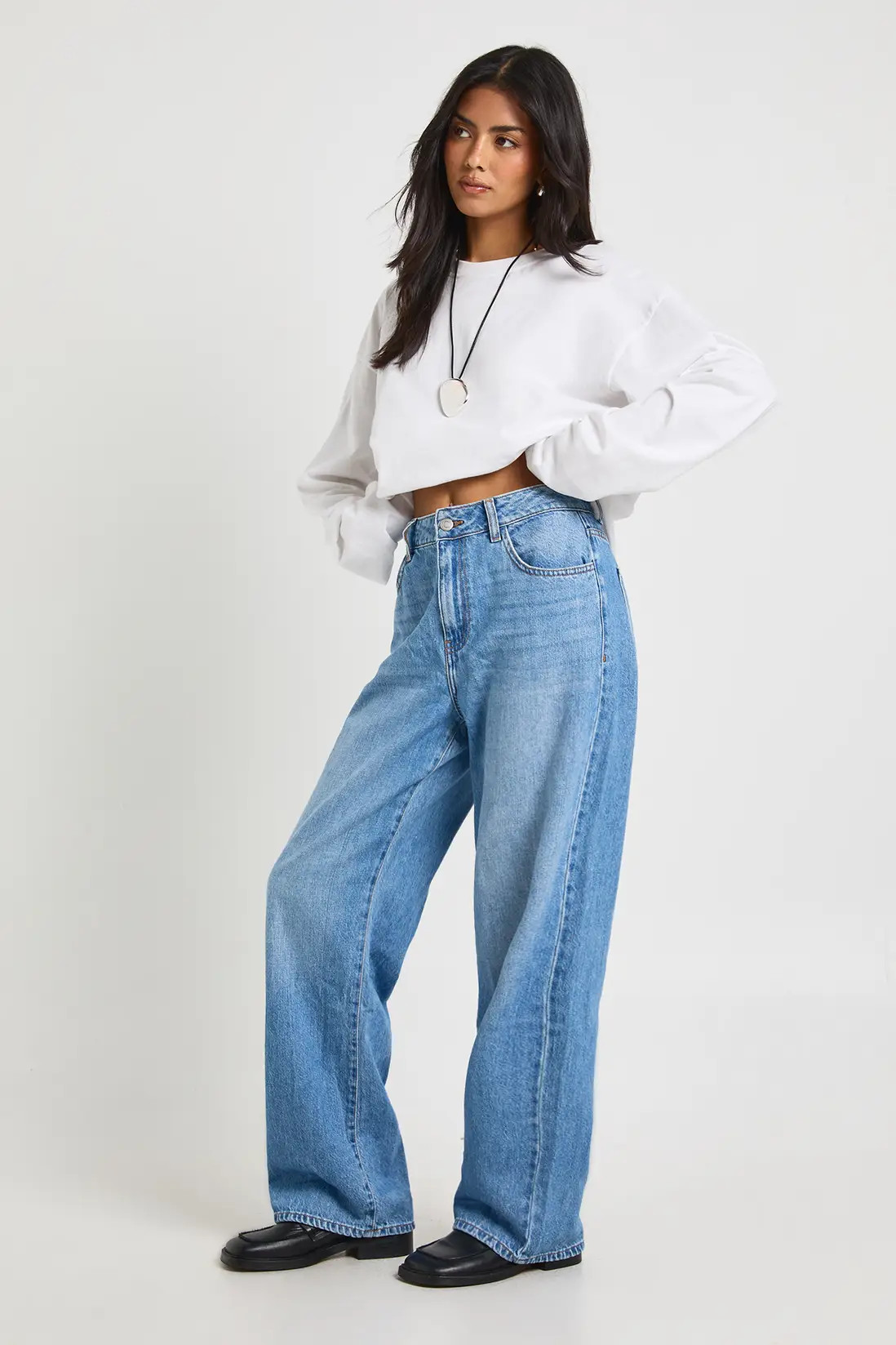 Basics High Waist Straight Leg Jean | Boohoo.com (UK & IE)