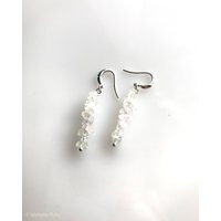 Raw Rainbow Moonstone Earrings, Fertility Stone Crystal Dainty Dangle White Earrings | Etsy (US)