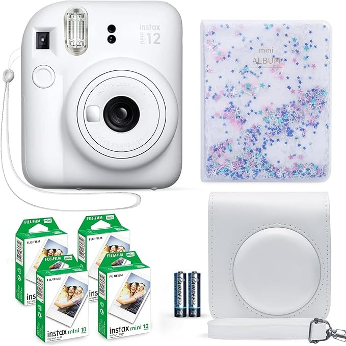 Fujifilm Instax Mini 12 Instant Camera Clay White + Fuji Film Value Pack (40 Sheets) + Shutter Ac... | Amazon (US)