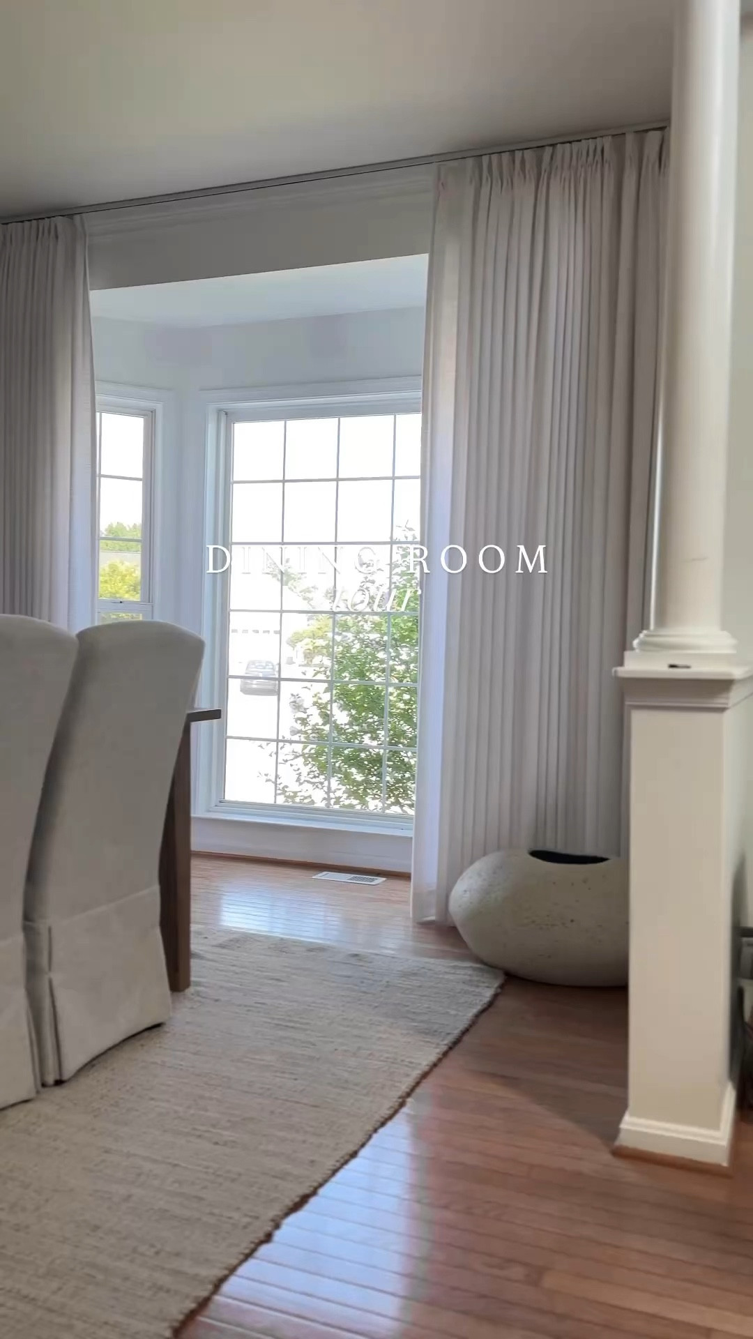 A neutral dining room tour featuring cozy chairs, flowy curtains, and a wooden console 🤎 I’ve linked the exact curtains and rug along with some similar chairs and consoles 👇

#LTKSeasonal #LTKHome