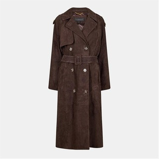 DONNA KARAN Women's Suede Trench Coat - Brown | Flannels UK