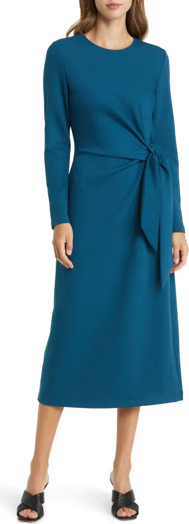 Tie Waist Long Sleeve Knit Midi Dress | Nordstrom