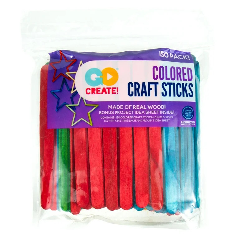 Go Create Colored Wooden Craft Sticks, 150-Pack Rainbow Craft Sticks | Walmart (US)