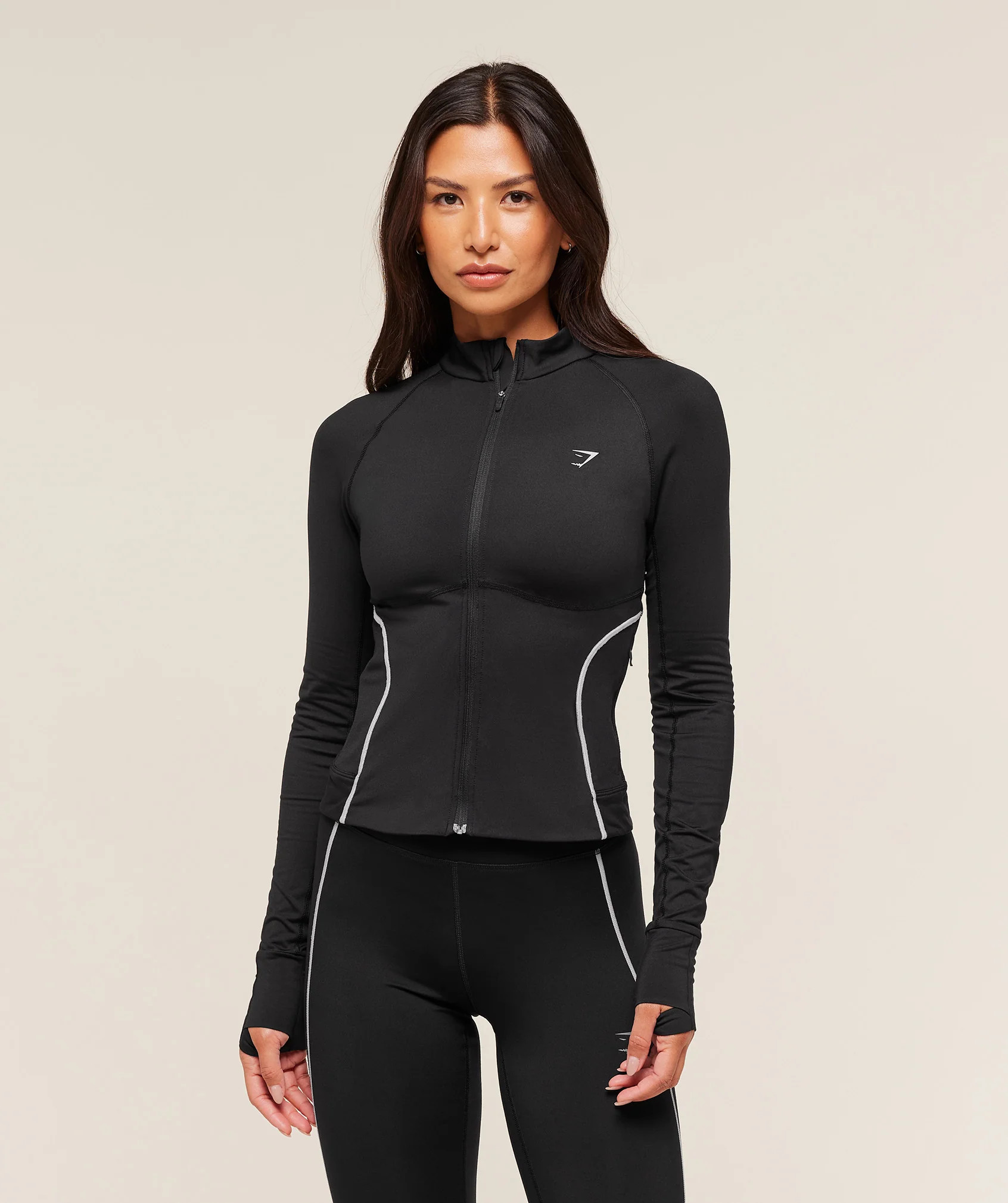 Gymshark Running Warmth Zip Up Jacket - Black | Gymshark UK