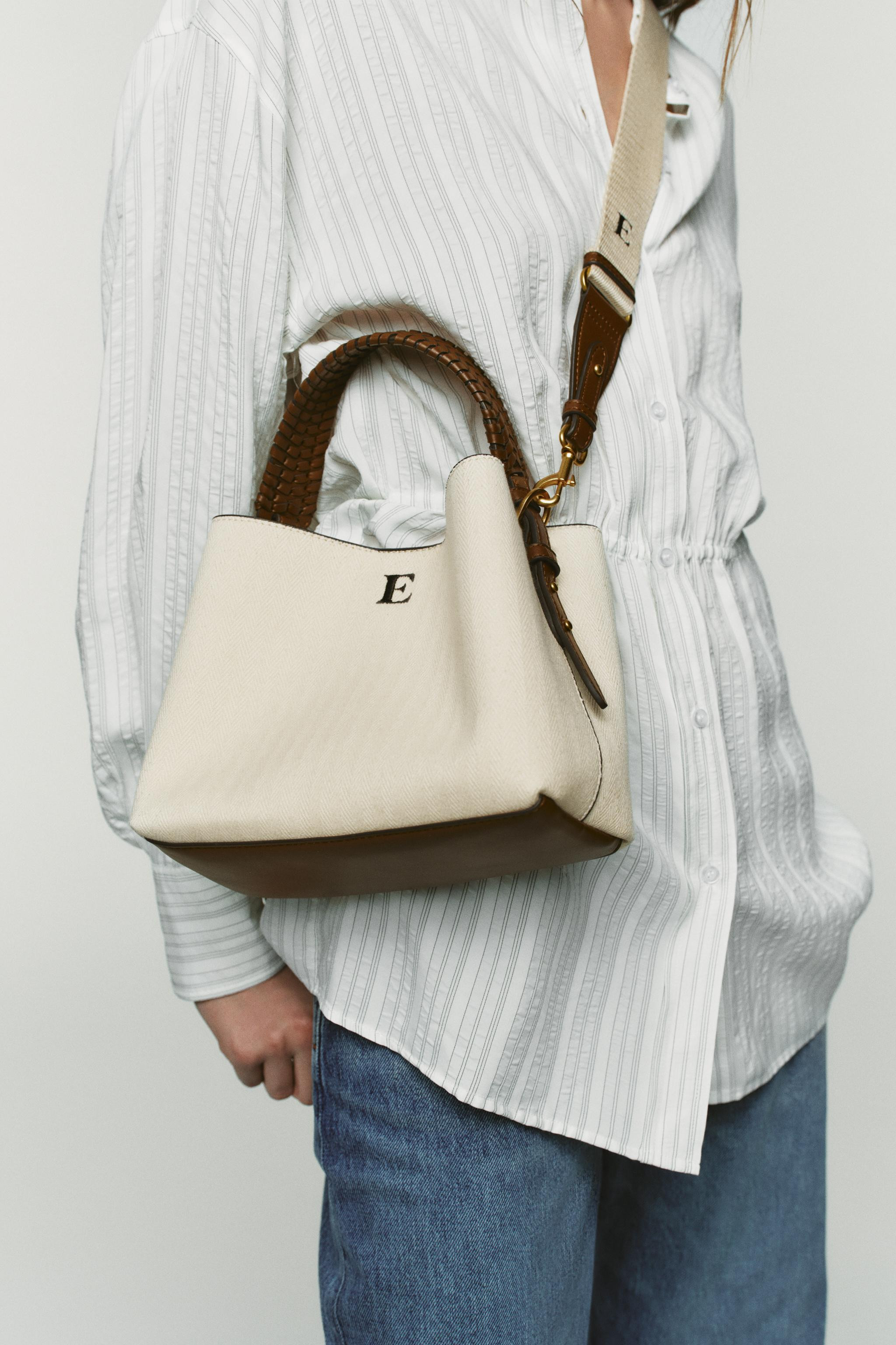 BRAIDED HANDLE CANVAS BUCKET BAG | Zara UK