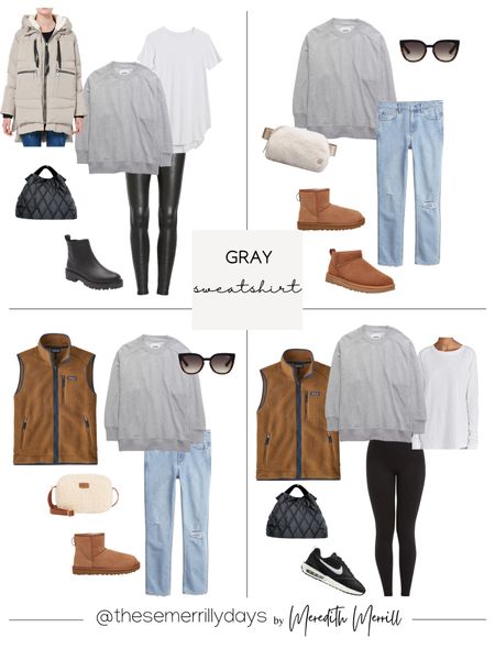 Winter capsule 2022- 4 ways to style a gray oversized sweatshirt 

This is from one of my favorite retailers when it comes to comfy loungewear! 
I wear a small in this even though it’s naturally oversized! I have a long torso so I need the extra length, although an XS would be fine for a standard fit! It comes in several colors 


#LTKsalealert #LTKunder100 #LTKSeasonal
