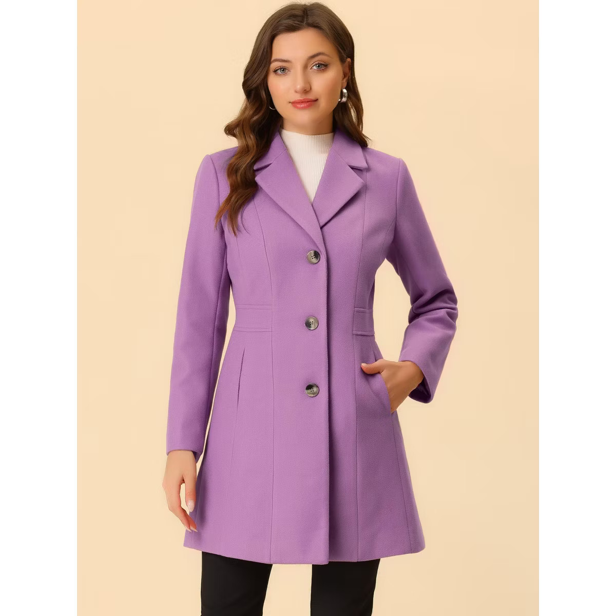Allegra K Women's Single Breasted Notched Lapel Long Winter Coats | Target