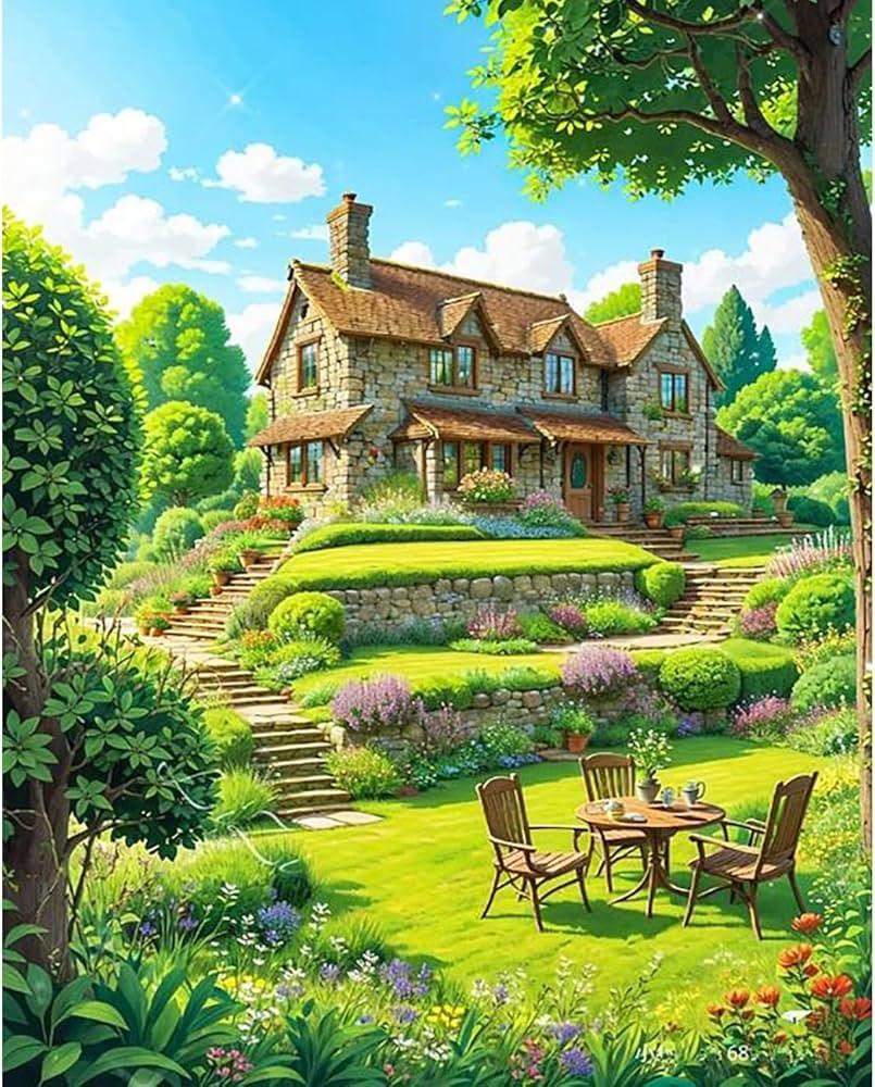 ajepon Landscape Paint by Numbers Kit-House Paint by Number Kits for Adults,Scenery Adults Paint ... | Amazon (US)