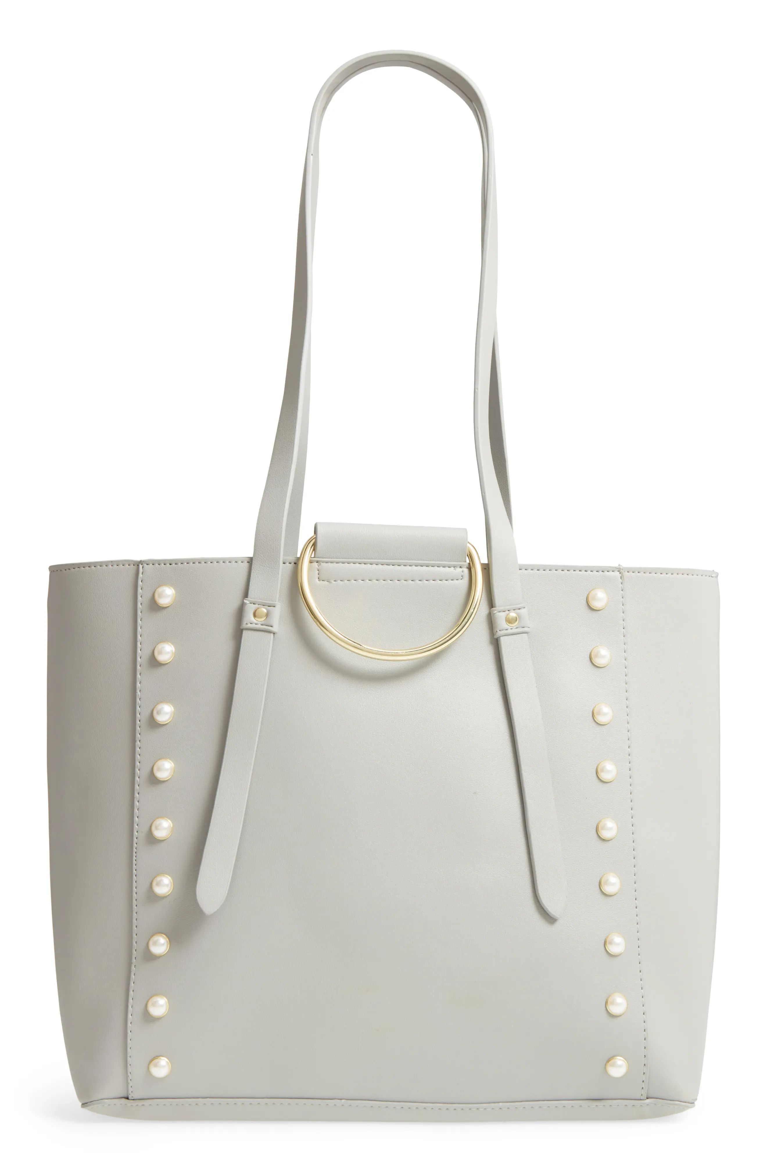 Imitation Pearl Embellished Faux Leather Ring Tote | Nordstrom
