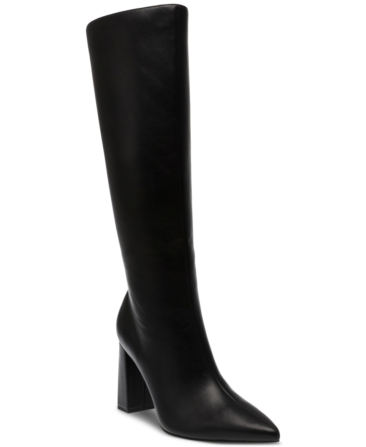 Wild Pair Islah Wide-Calf Block Heel Knee High Boots, Created for Macy's - Black Smooth | Macy's