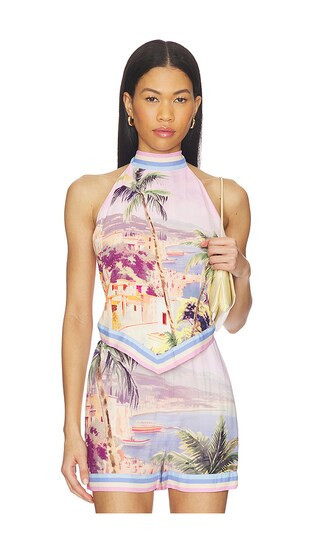 L'AGENCE Kochi Postcard Print High Neck Top in Blush. - size XL | Revolve Clothing (Global)
