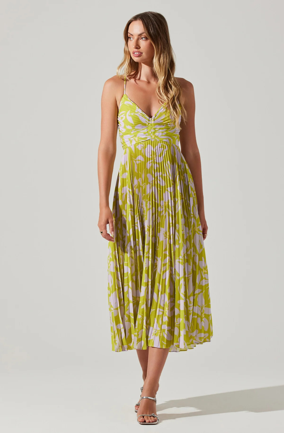 Blythe Floral Plisse Midi Dress | ASTR The Label (US)