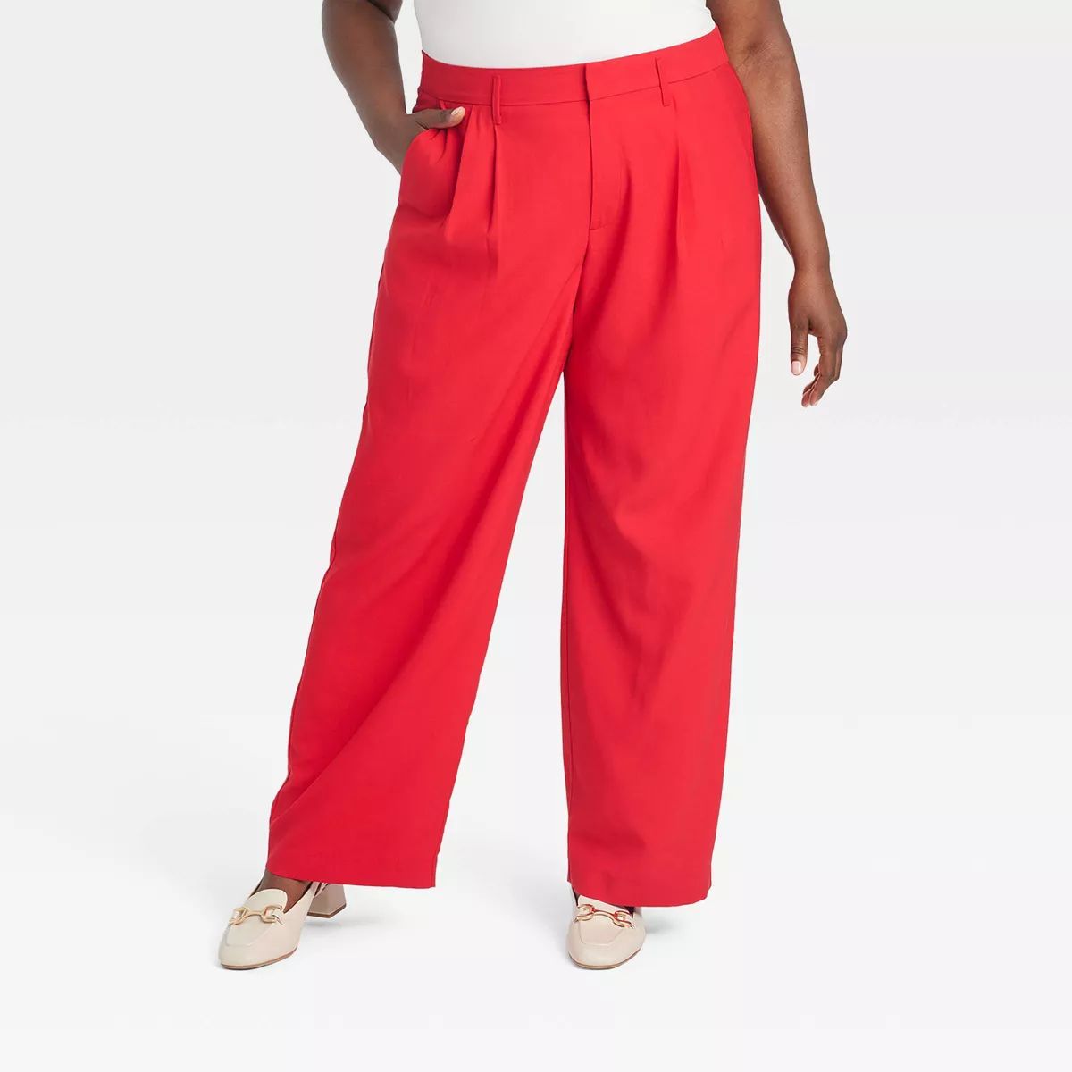 Women's High-Rise Pleat Front Straight Trousers - A New Day™ | Target