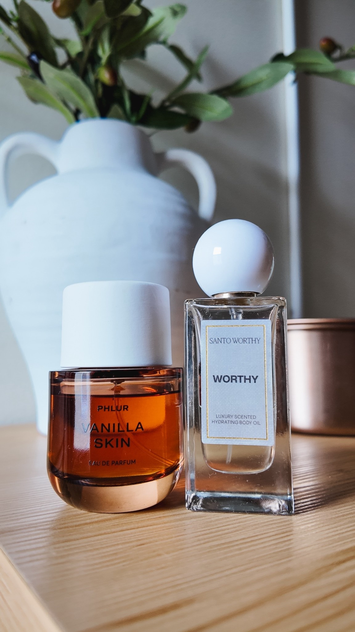 Signature Cozy Girl scent mix ✨🤎

Worthy by Santo Worthy × Vanilla Skin by Phlur

Warm. Soft. Confident.
Worthy adds depth and quiet elegance, while Vanilla Skin brings a creamy, skin-like sweetness. Together they create an intimate, “your skin but better” scent I can’t stop wearing.

I love this for everyday, cozy days around the house, or soft glam moments. This is perfect in the winter but will go CRAZY on a summer night!! 

#fragrance
#ScentLayering
#PerfumeRoutine
#SoftFeminine
#CleanGirlScent
#EverydayFragrance
#LTKFinds
#WorthyWoman



#LTKdayinmylife #LTKgrwm #LTKselfcare
