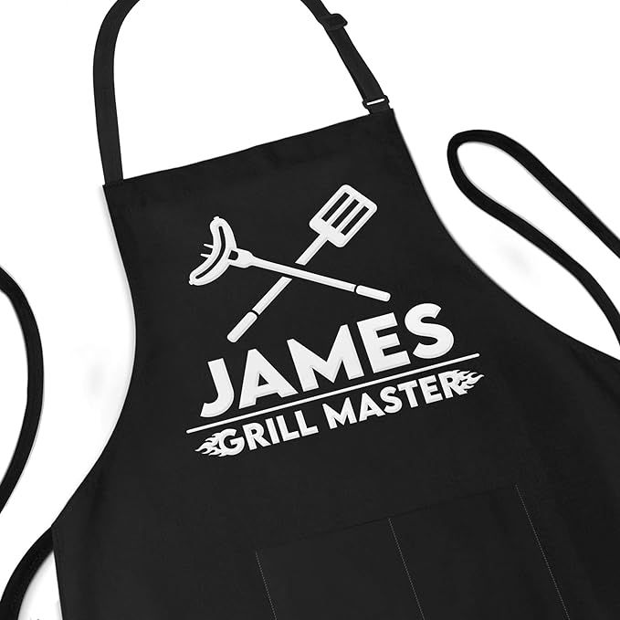 Apron For Men - Customized With Name, Grill Master - Personalized Gift For Dad - Adjustable Size ... | Amazon (US)