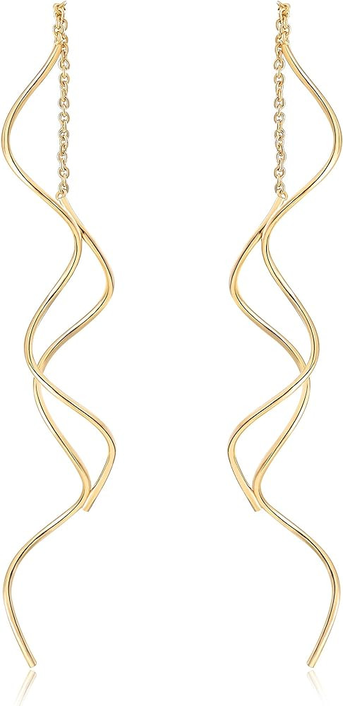 Fresh Style Exquisite Threader Dangle Earrings Curve Twist Shape for Women's Gift E158 | Amazon (US)