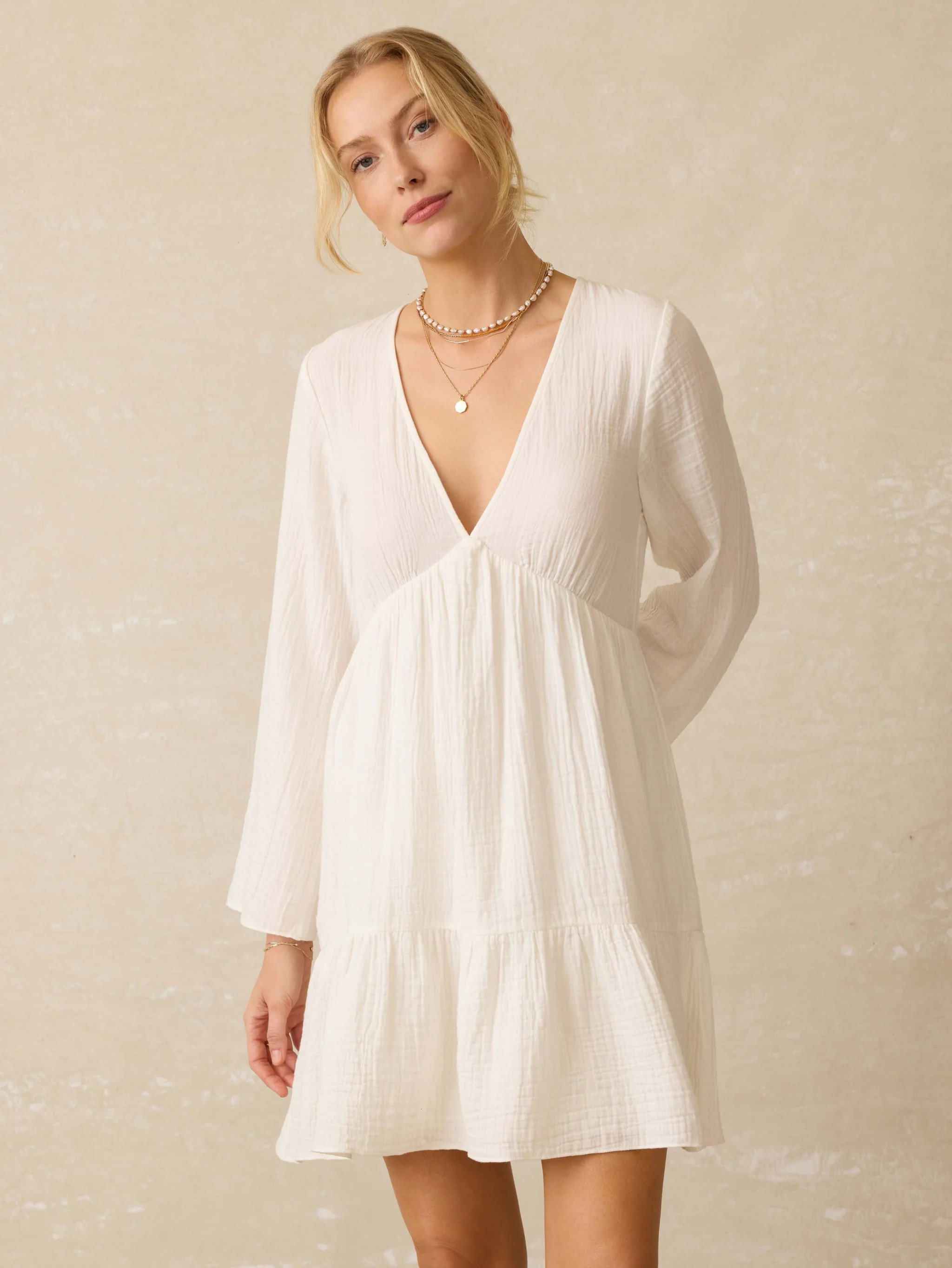 Dune Cotton Gauze Oceana Dress - White | Faherty