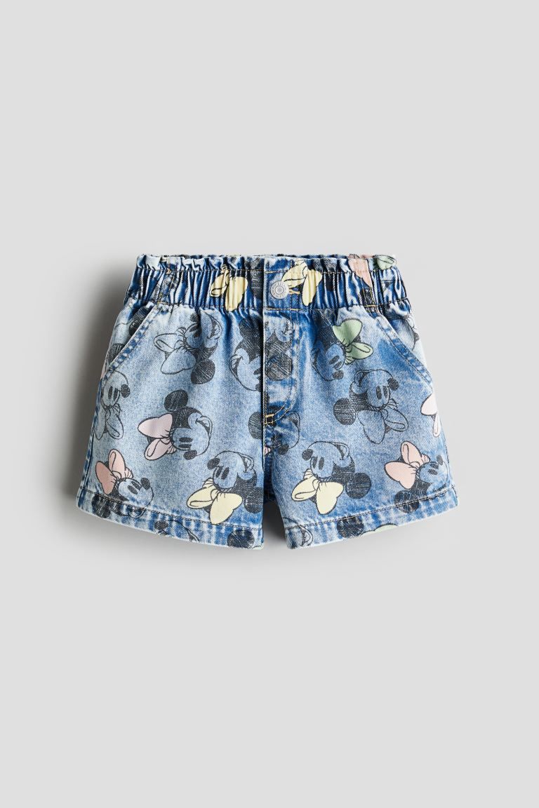 Loose Fit Denim Shorts - Regular waist - Short - Denim blue/Minnie Mouse - Kids | H&M US | H&M (US + CA)