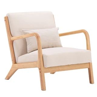 Mid-Century Accent Fabric Chair Fabric Single Sofa Beige/Orange (Beige) | Bed Bath & Beyond