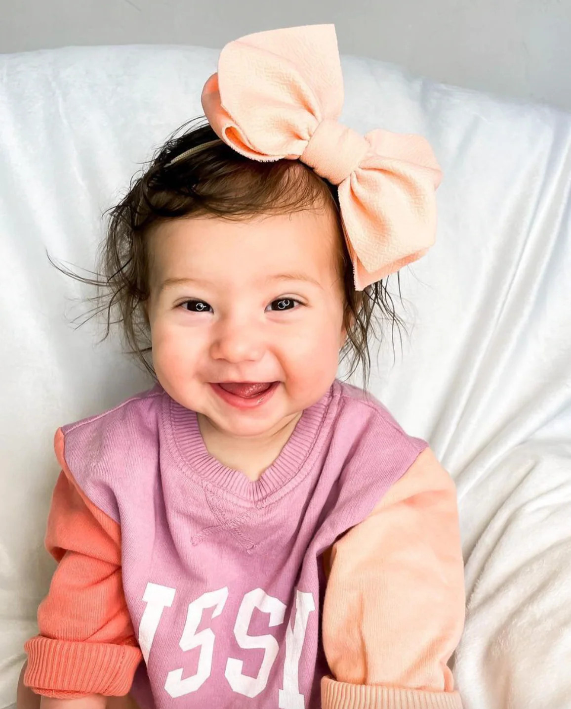 peachy "julia" bow on nylon | Stevie Js