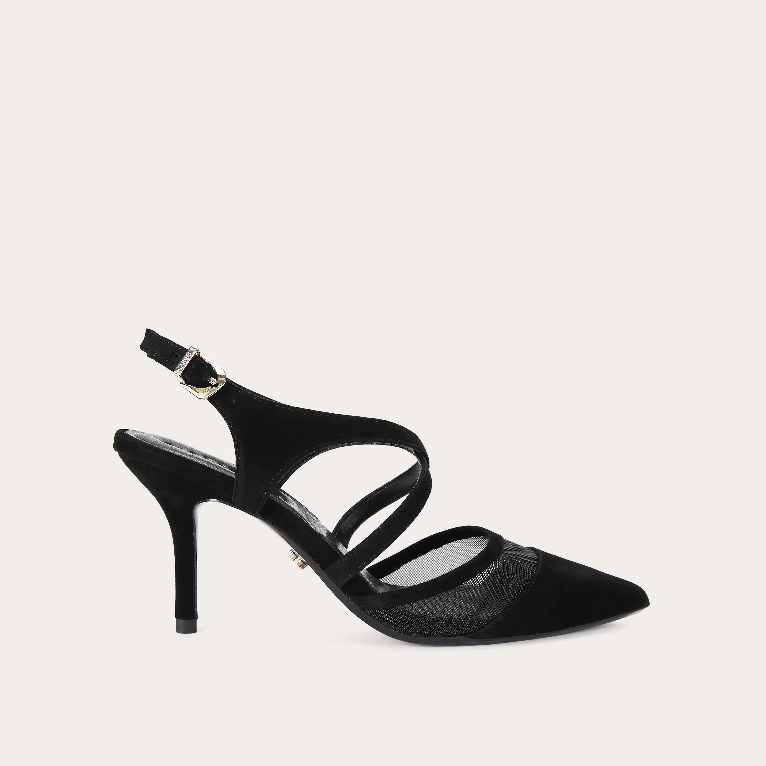 SYMMETRY X STRAP 90 Black Suede Heels by CARVELA | Carvela UK