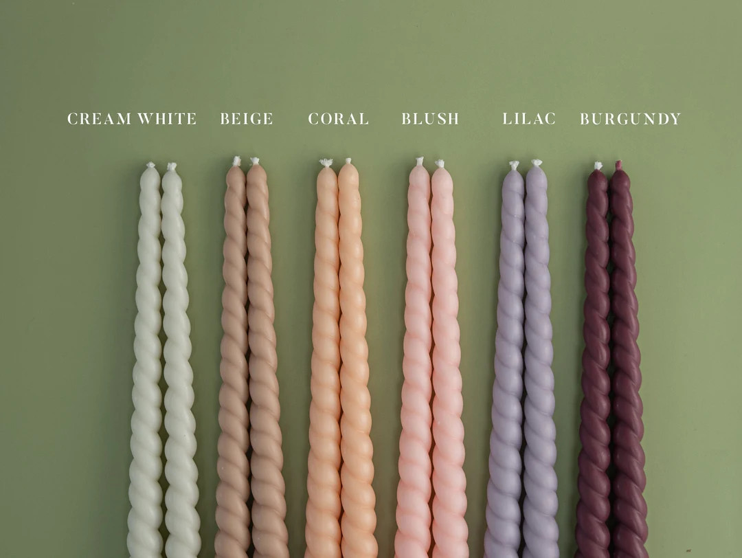 Twisted Taper Candle Unscented Set of 2, Wedding Candle Minimalist Candle for Housewarming Gifts,... | Etsy (US)