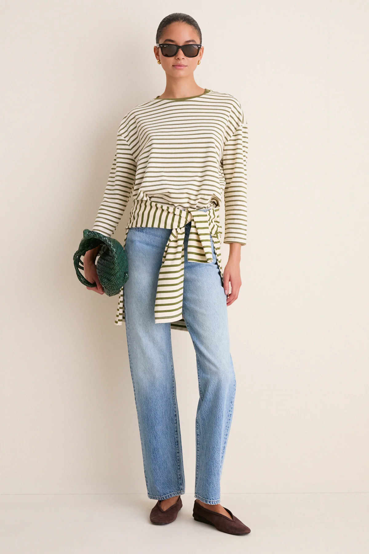 Olive Striped Knit Popover | Tuckernuck (US)