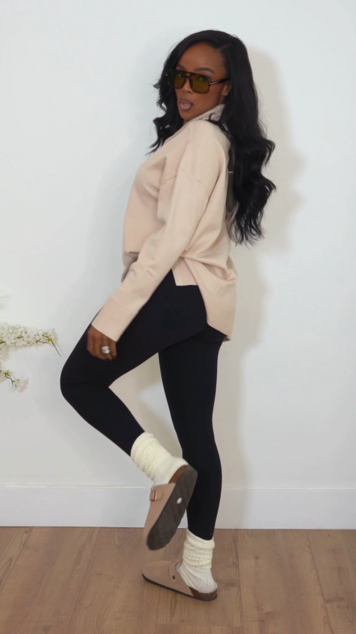 Warm & cozy vibes — the kind of neutral lounge look that feels effortless but still put-together. An oversized knit, classic black leggings, and plush socks make the easiest off-duty outfit that still looks intentional.

Perfect for school drop-off, coffee runs, or slow cozy days at home.

📏 Sizing: Sweater (Small) • Leggings (Small) • Socks (One size) • Loafers (TTS)  
📏 Measurements: 5'4", 138 lbs, 34D, 27" waist, 40" hips  
⚡️ Black Friday deals active until December 1 — everything linked for quick shopping.

Neutral lounge outfit ideas, cozy fall outfits, casual minimal style, oversized sweater outfits, black leggings outfit inspo, comfy chic looks, everyday neutral essentials, simple but elevated basics.

Tap to get all the details and shop instantly on the app.

Follow me on Instagram and YouTube @kirasfashionfinds