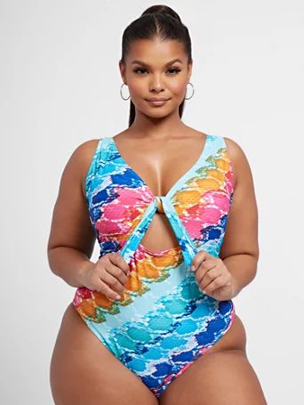 Amanda Multicolor Snake Print One-Piece Swimsuit - Fashion To Figure | Fashion to Figure