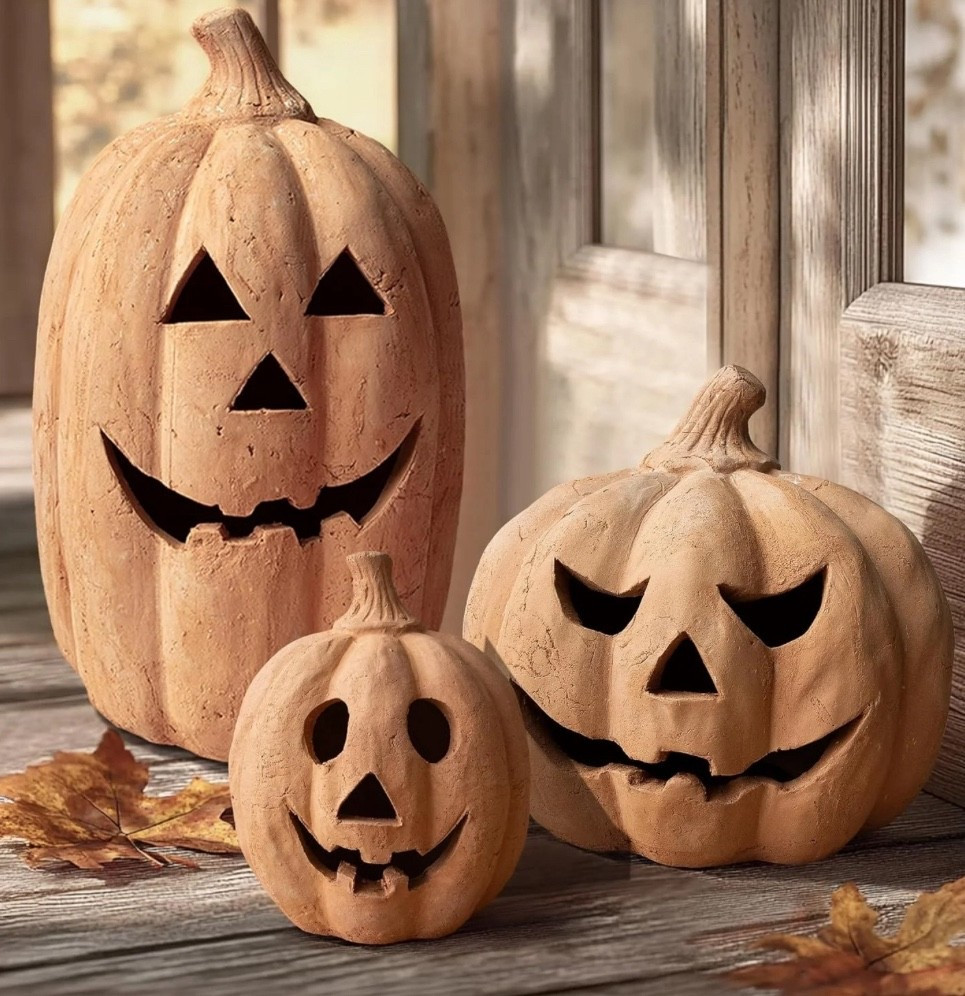 Fall Decor-Halloween Decorations - Handmade Terracotta Pumpkin Jack O' Lantern Outdoor Indoor - Cute Halloween Autumn Farmhouse Table Festival Decoration for Home Porch Front Door Mantel Room(Small

#LTKSeasonal #LTKHome