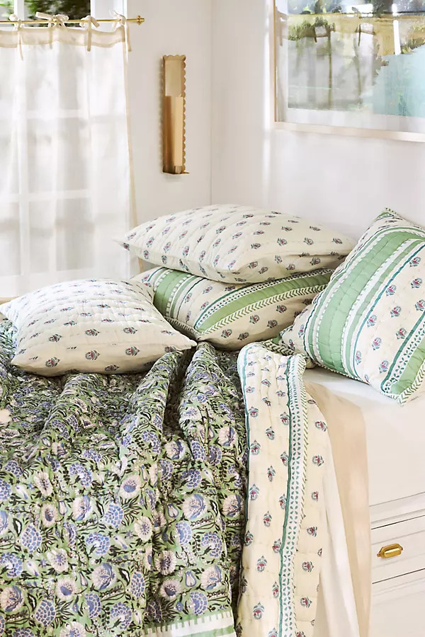 Khira Cotton Floral Printed Quilt | Anthropologie (US)