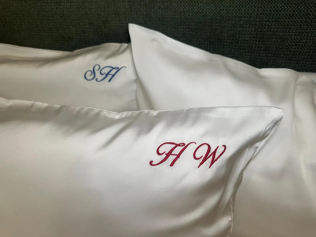 Embroidered Initial Silk Pillowcase | Etsy (US)