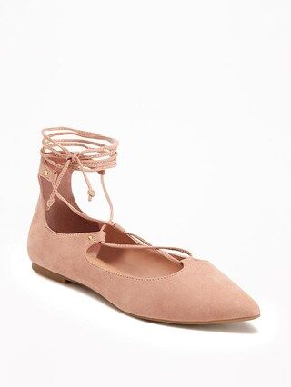 Sueded Ghillie Lace-Up Flats for Women | Old Navy US