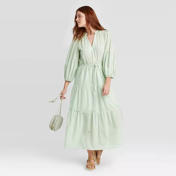 Women's Long Sleeve Clipspot Tiered Dress - A New Day™ | Target