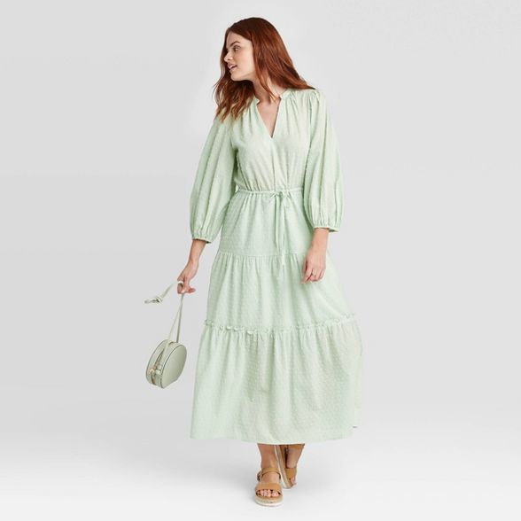 Women's Long Sleeve Clipspot Tiered Dress - A New Day™ | Target