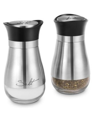 Cafe Contempo Silver and Glass 2 Pc Salt and Pepper | Macy's