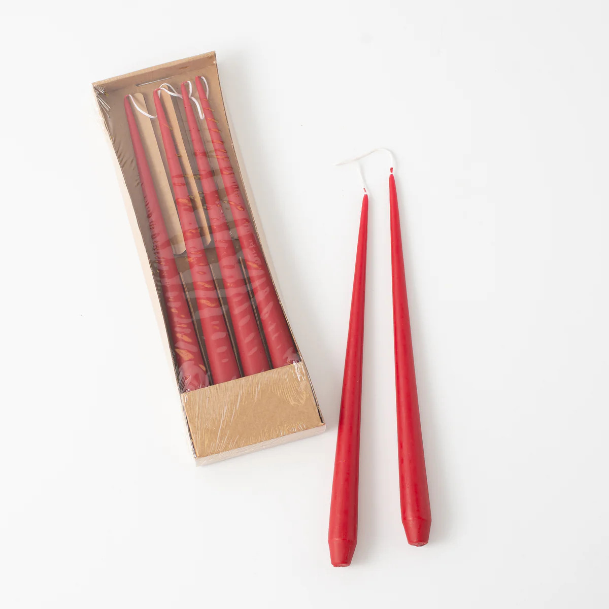 Hand-Dipped Skinny Taper Luxury Wax Candle  - Christmas Red | Darby Creek Trading