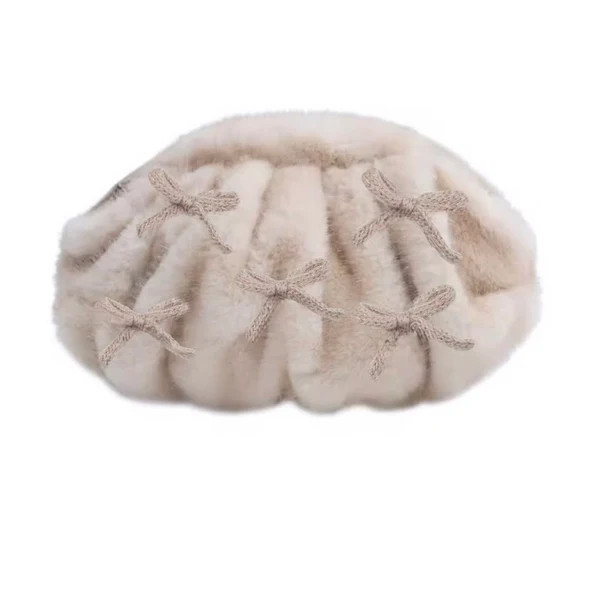 CONSTANCE FAUX FUR BOW CLUTCH - CREME | Fallon Jewelry