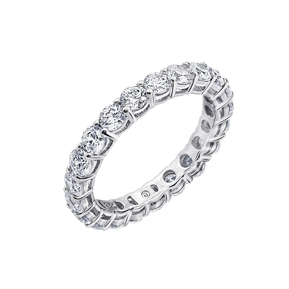 Amazon Essentials Platinum or Gold Plated Sterling Silver All-Around Band Ring set with Round Inf... | Amazon (US)