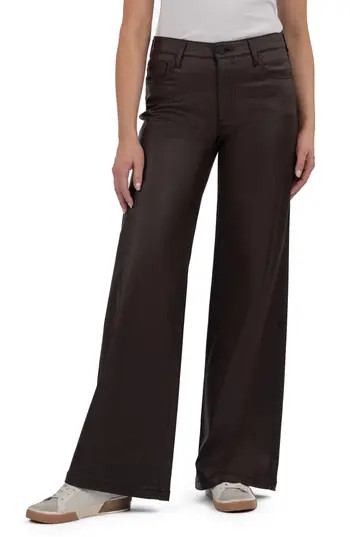 KUT from the Kloth Jean Coated Wide Leg Pants in Chocolate at Nordstrom Rack, Size 8 | Nordstrom Rack