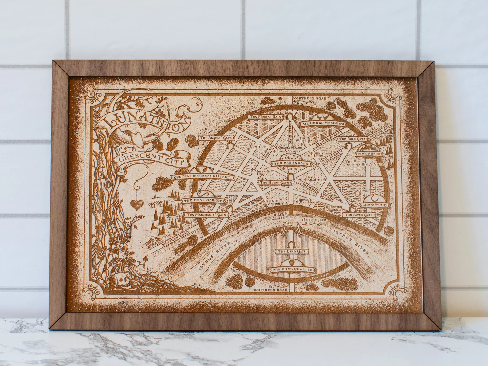 Crescent City Map, Fantasy Wood Engraved Map of Lunathion | Etsy (US)