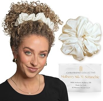 Real Mulberry Silk Scrunchie | Extra Large Scrunchie for Thick Hair | Perfect for Curly, Wavy, & ... | Amazon (US)