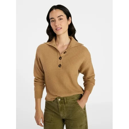 Time and Tru Women's Pullover Henley Sweater, Sizes XS-XXXL | Walmart (US)