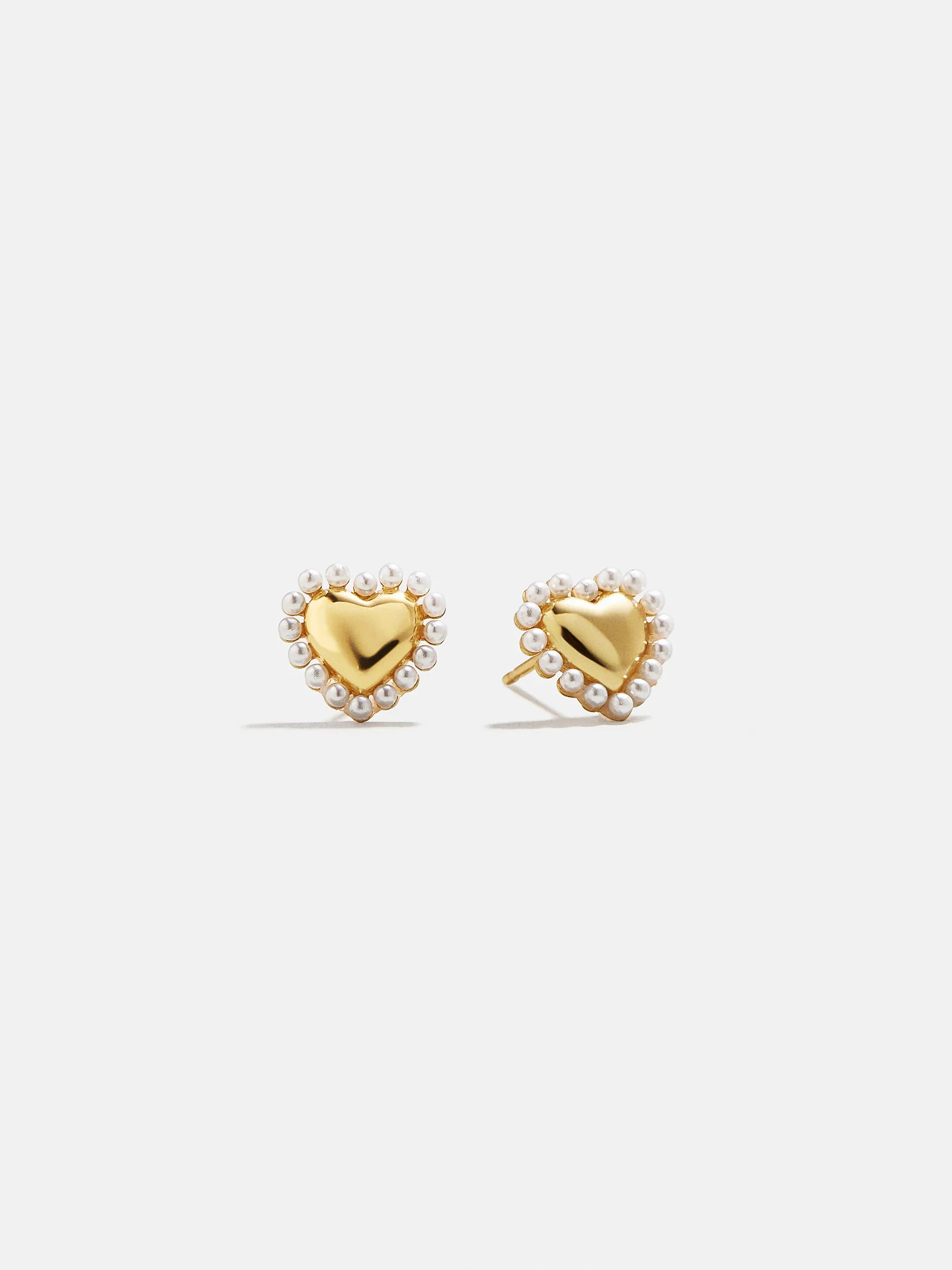 Pearl-Kissed 18K Gold Kids' Heart Earrings - Gold/Pearl | BaubleBar