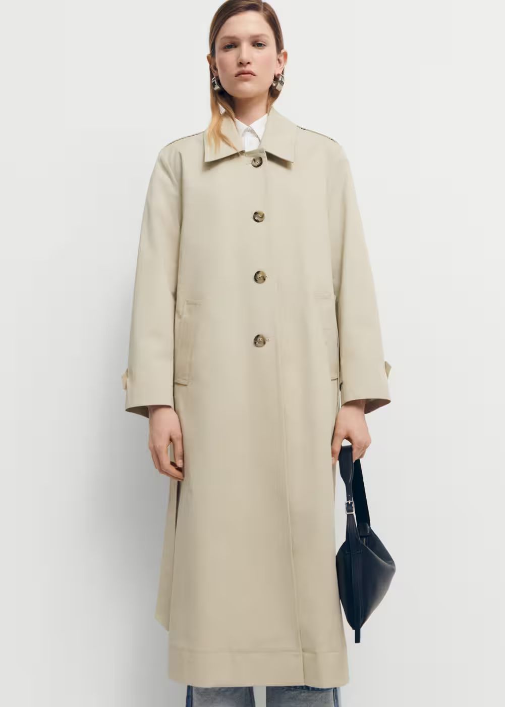 Cotton trench coat with shirt collar -  Women | Mango USA | MANGO (US)