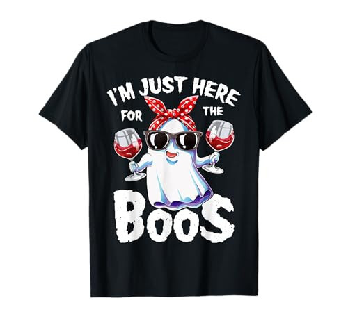 I'm Just Here For The Boos Halloween Women Ghost Cute Funny T-Shirt | Amazon (US)