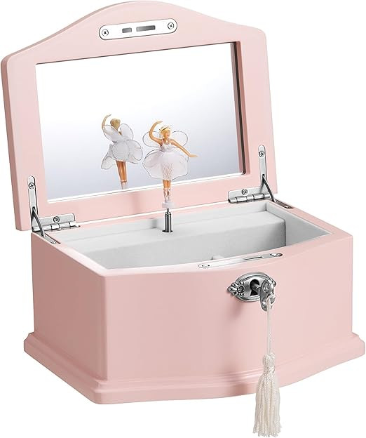 Medium Pink Ballerina Musical Jewelry Box with Mirror and Lock for Girls,Pink Kid's Jewelry Stora... | Amazon (US)