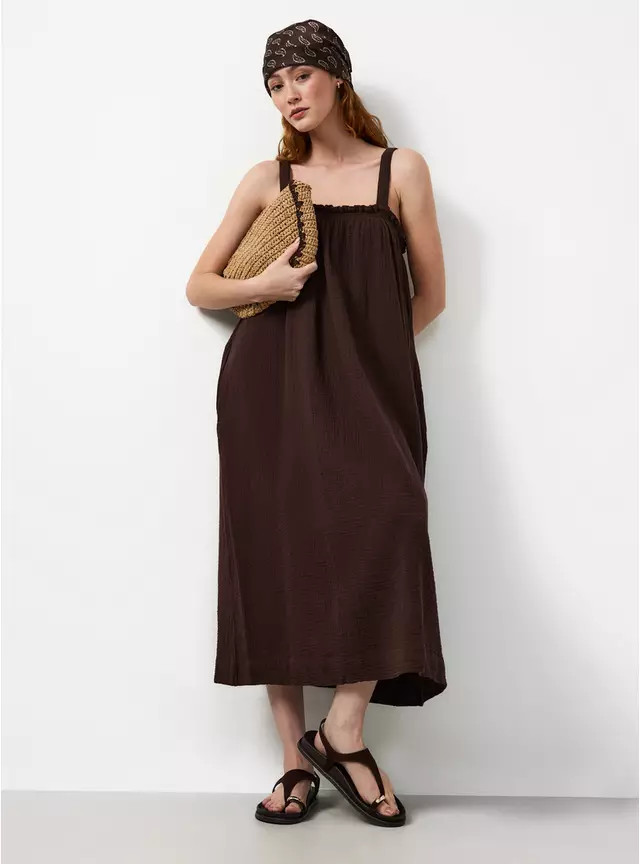 Buy Brown Square Neck Sleeveless Cami Dress 12 | Midaxi | Tu | Tu Clothing