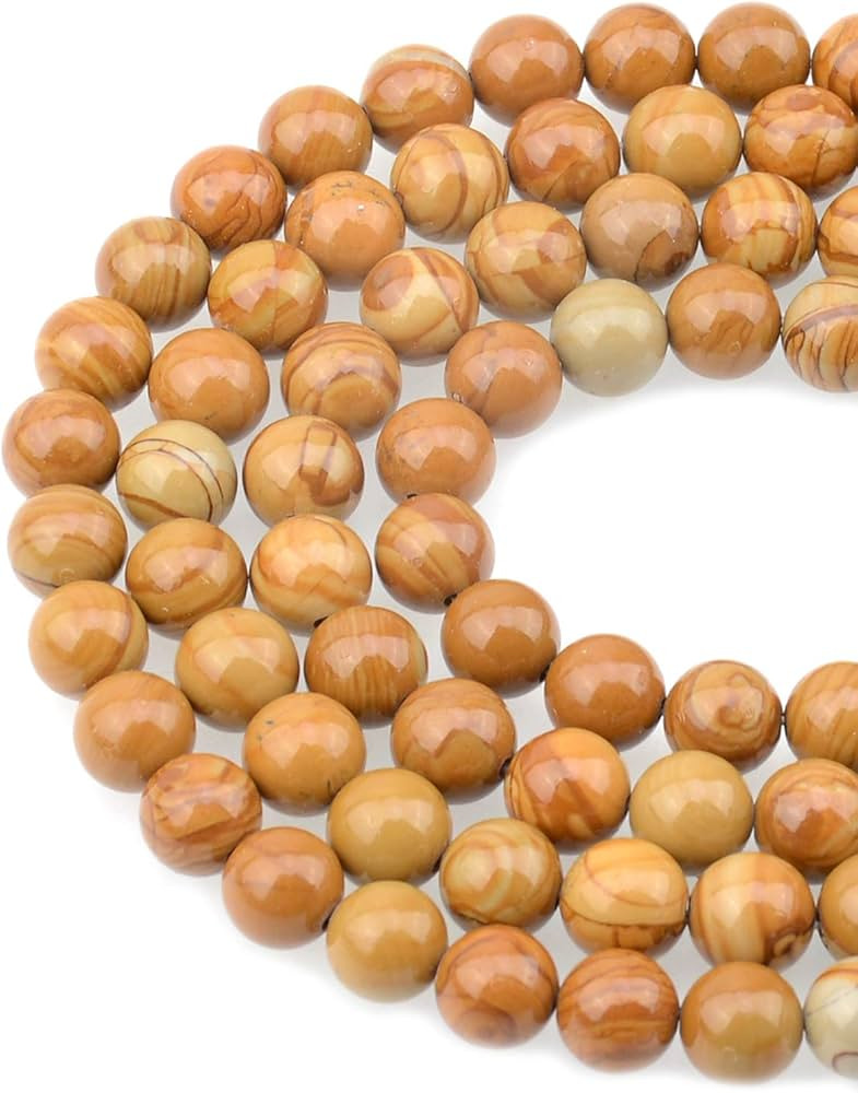 LPBeads 100PCS 8mm Natural Wood Veins Jasper Gemstone Round Loose Beads for Jewelry Making with C... | Amazon (US)